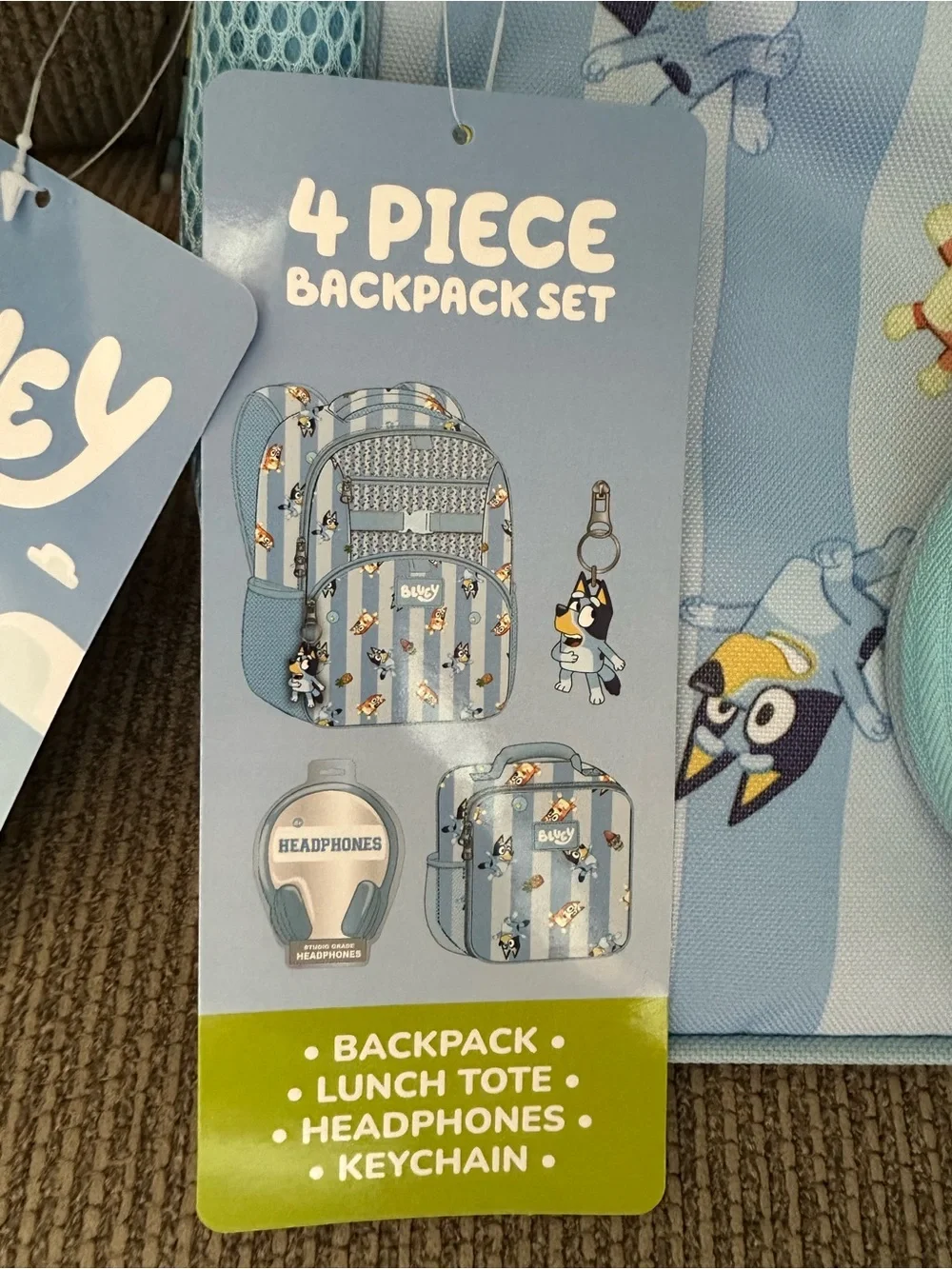 Bluey Kids 4-Piece Light Blue Backpack Set with Headphones - Blue